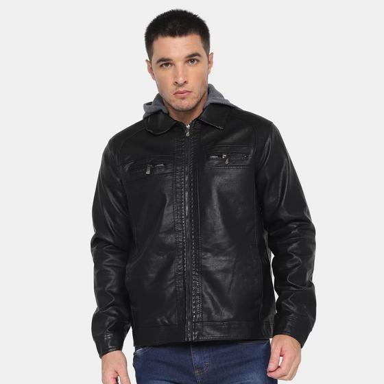 Imagem de Jaqueta De Frio Masculina Couro Blusa Motoqueiro Vento