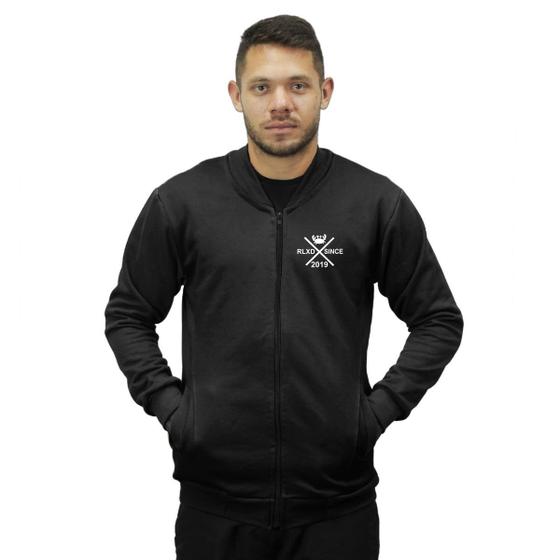 Imagem de Jaqueta De Moletom College Com Ziper Sem Capuz Masculina