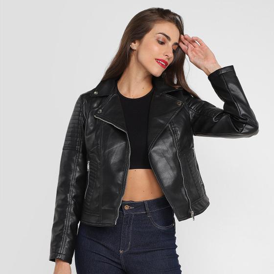 Facinelli Jaqueta Biker Preta Feminina Jaqueta Facinelli Jaqueta