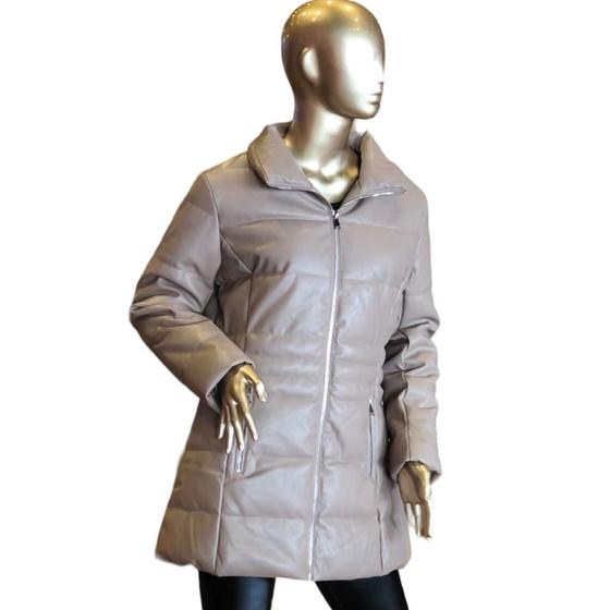 Jaqueta Feminina Alongada material ecológico Facinelli 620279 Menor preço em Jaqueta Feminina Alongada material ecológico Facinelli 620279