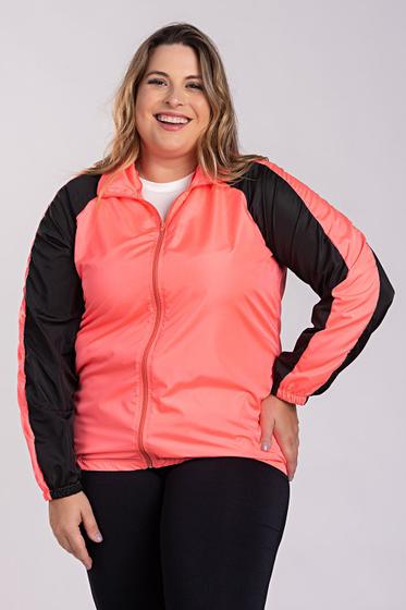 Imagem de Jaqueta Feminina Corta Vento Plus Size Manga Raglan Recortes Cores Contrastantes - Serena
