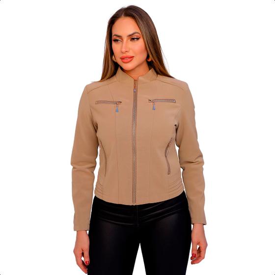 Imagem de Jaqueta Feminina Couro Nobuck Casaco Forrado Blusa Impermeável