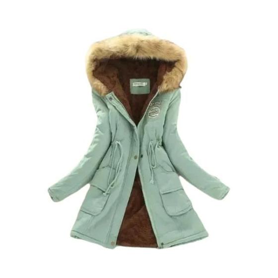 Jaqueta Feminina De Algodão Outono Inverno Acolchoada Com Capuz