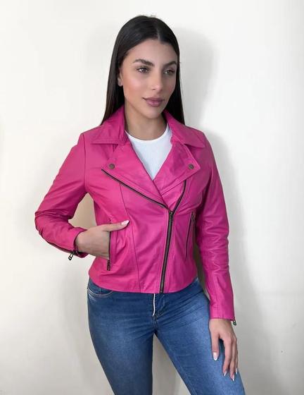 Imagem de Jaqueta Feminina de Couro Legitimo de Boi  Super Luxo Festa Cor  Pink