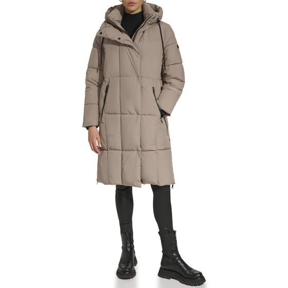 Imagem de Jaqueta feminina DKNY com capuz comprido Puffer Thistle