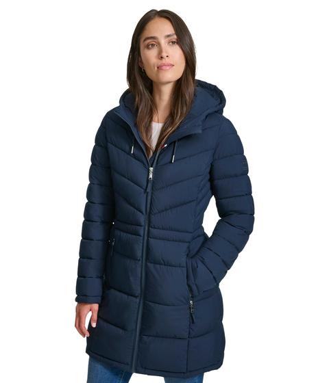 Imagem de Jaqueta feminina Tommy Hilfiger com 3/4 zíper, leve, azul marinho