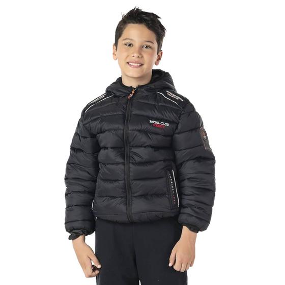 Imagem de Jaqueta Infantil Menino Norway Acolchoado Capuz Bolso Preto