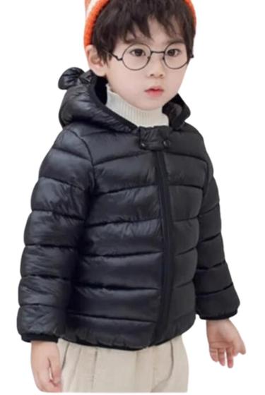 Imagem de Jaqueta Infantil Puffer Casaco Capuz Bobojaco 2 a 3 anos Preto