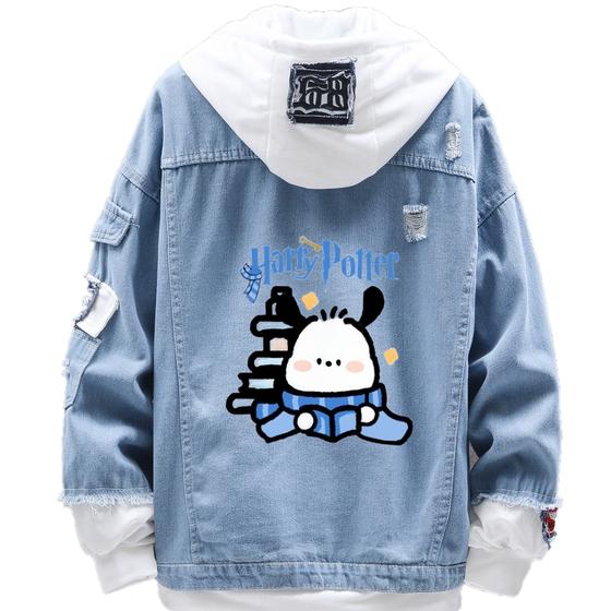 Imagem de Jaqueta jeans de estilo casual com padrão de cachorro Pochacco