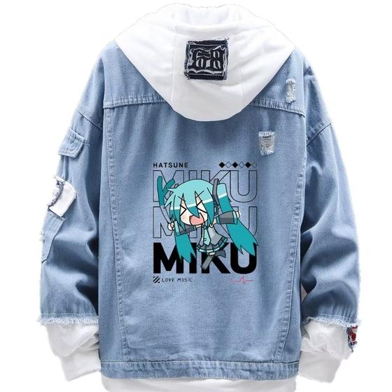 Imagem de Jaqueta jeans de estilo casual para mulheres Hatsune Miku Cry Cute