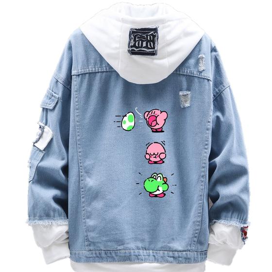 Imagem de Jaqueta jeans, estilo casual, design criativo, Kirby Egg Cute