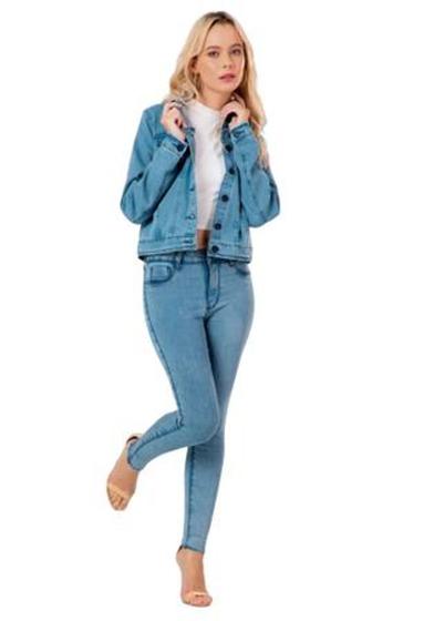 Imagem de Jaqueta jeans feminina com elastano e bolso interno lunender 20576