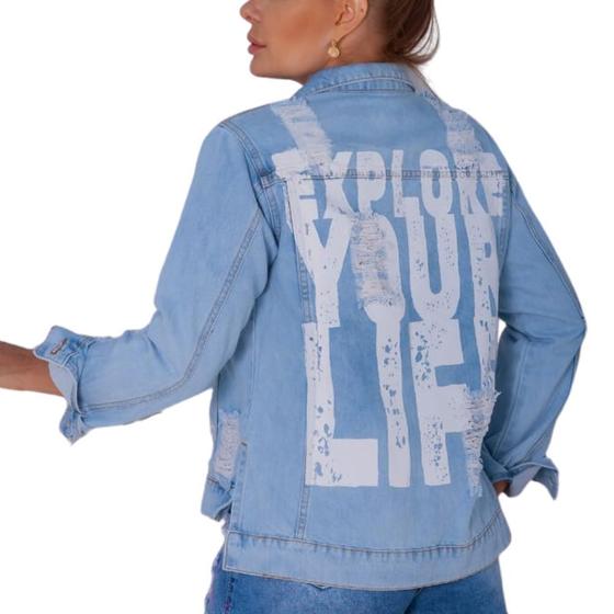 Imagem de Jaqueta Jeans Feminina Explore Your Life Pintado