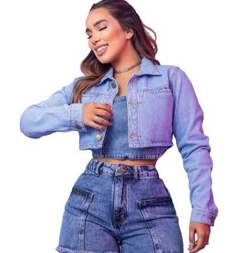 Imagem de Jaqueta  Jeans Feminina  Gaby ( Modelo Cropped )