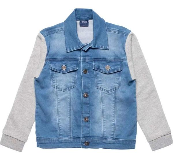 Jeans Casaco Infantil Para Menino Jaqueta Jeans Manga Moletom