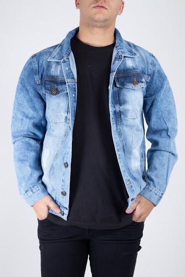 Imagem de Jaqueta jeans masculina Destroyed Streetwear
