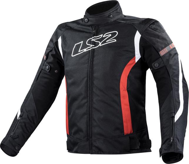 Imagem de Jaqueta Ls2 Masculina Moto Gate Preta Branca Vermelho Impermeável