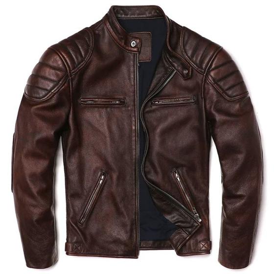 Jaqueta Masculina Couro Bovino Estilo Motoqueiro Biker Menor preço em Jaqueta Masculina Couro Bovino Estilo Motoqueiro Biker