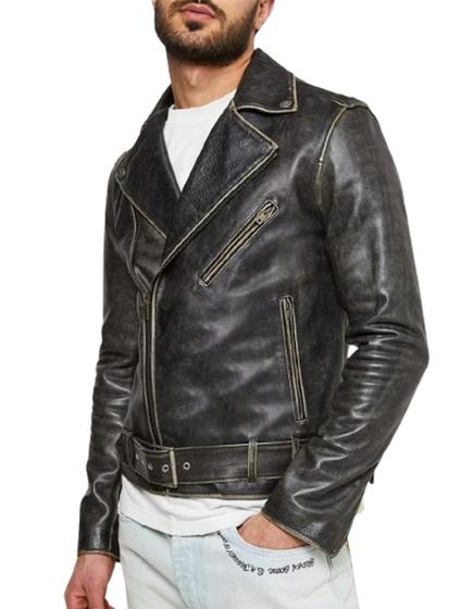 Jaqueta Masculina Couro Perfect Vintage Iconic Black Moto bella