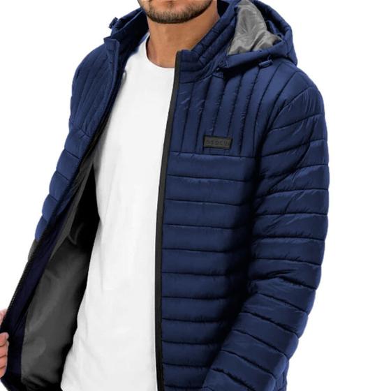 Imagem de Jaqueta Masculino Puffer Azul com Capuz Poliamida - Ogochi