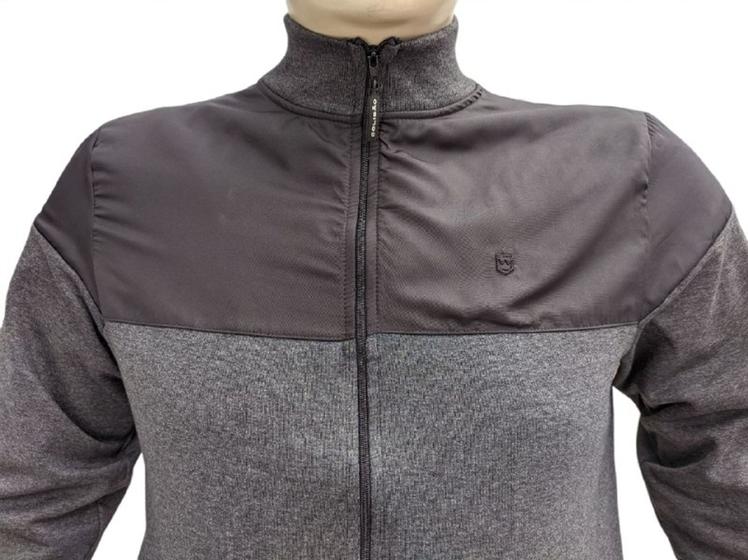 Imagem de Jaqueta Moletom Masculina Plus size SEM capuz 20018 com bolsos laterais e grandes bolsos internos,