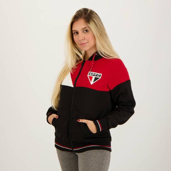 Imagem de Jaqueta Moletom São Paulo Tricolor Feminina Preta