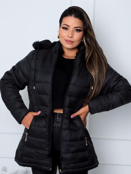 Imagem de Jaqueta ParKa Feminina Dupla Face Nylon Peluciada 