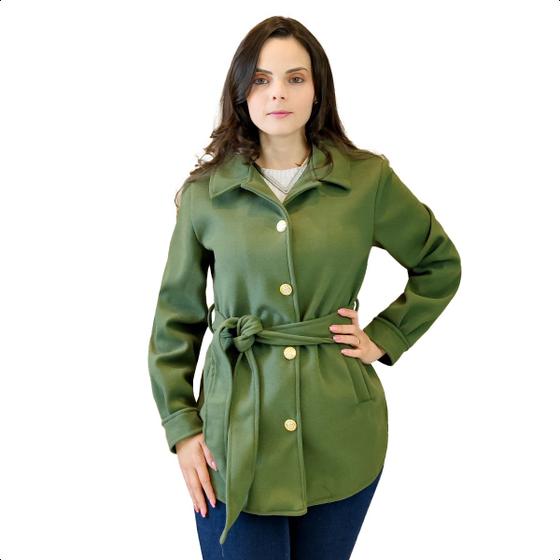 Imagem de Jaqueta Parka Feminina Lã Batida Casaco Max Blusa Sobretudo