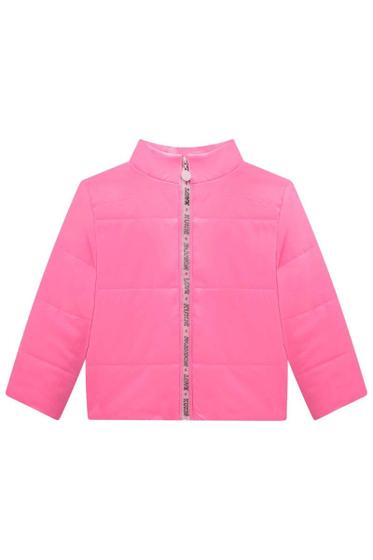 Imagem de Jaqueta Puffer Nylon Blusa Moda Inverno Quentinha Zíper Frontal Escola Proteção Rosa Neon