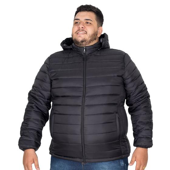 Imagem de Jaqueta Puffer Nylon Plus Size Lisa Masculina Retira Capuz