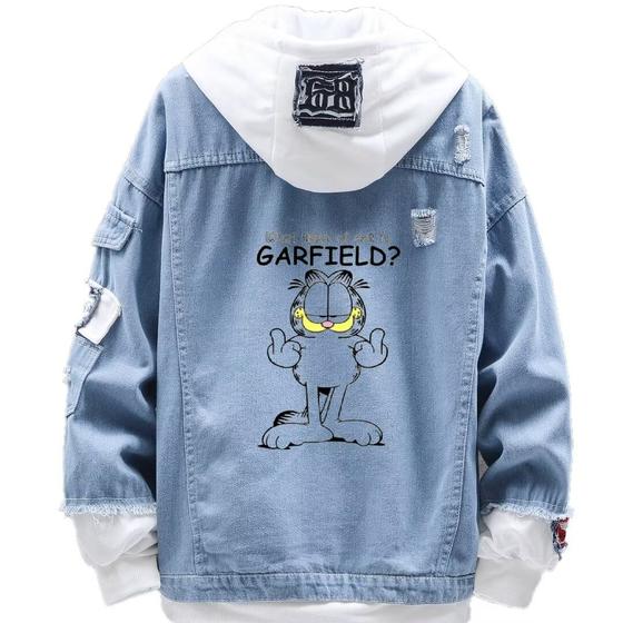 Imagem de Jaqueta SANMU Denim Garfield's Funny Expression para homens