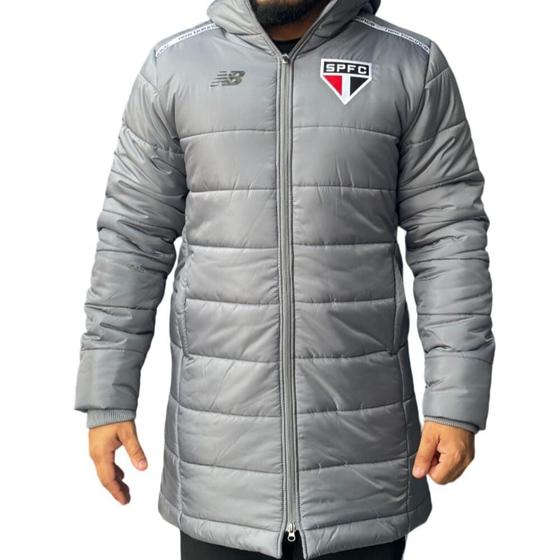 Jaqueta São Paulo New Balance Parka Puffer Cinza Menor preço em Jaqueta São Paulo New Balance Parka Puffer Cinza