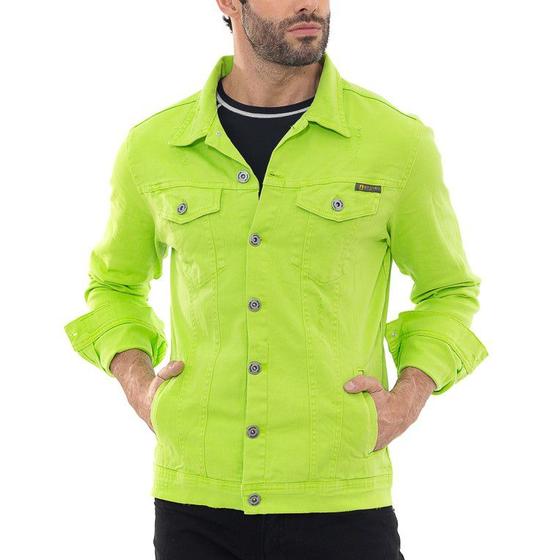 Imagem de Jaqueta Slim Masculina Verde Casaco Casual Rasgado Coat Wear