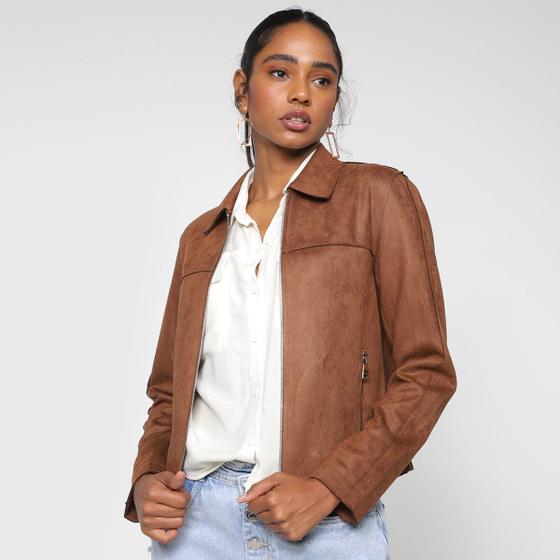 Jaqueta Biker Jaqueta Suede Feminina Caramelo Jaqueta Suede