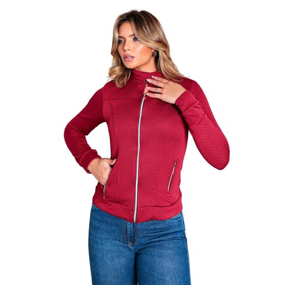 Imagem de Jaquetinha Bomber Casaco Blusa Feminina Zíper Grossa Frio Sem Capuz Com Bolso