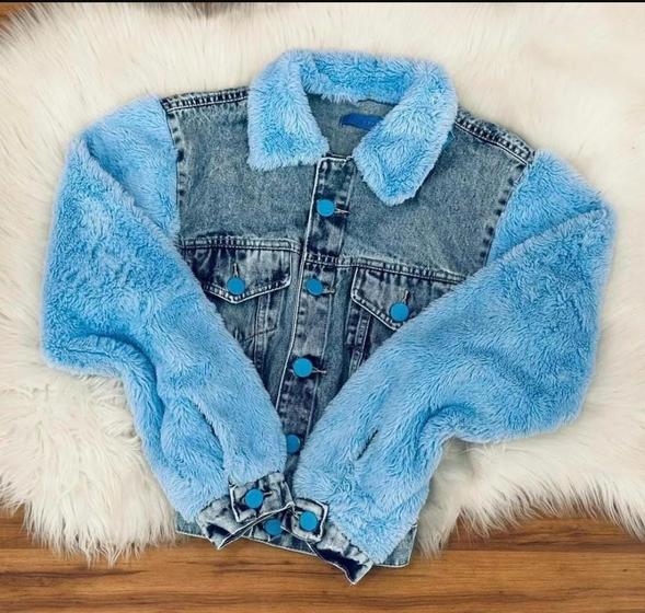 Jaqueta Sal E Pimenta Pelinho Jaquetinha Jaqueta Jeans Feminina