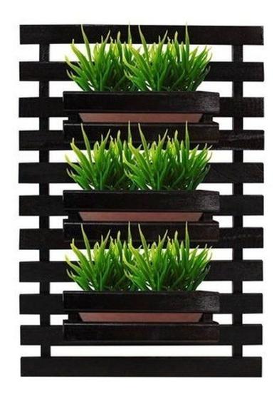 Jardim vertical Floreira Painel de Madeira 40x80 Preto Menor preço em Jardim vertical Floreira Painel de Madeira 40x80 Preto
