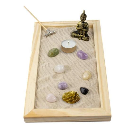 Imagem de Jardim Zen Completo Buda Feng Shui Madeira Yoga 15X 25 Cm