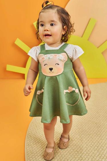 Imagem de Jardineira + Body Conjunto de Menina Bebê Infantil Alta Qualidade Luxo Moda Natal Ano Novo Presente