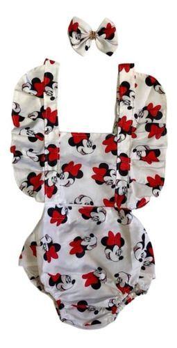 Imagem de Jardineira Body Romper Temático Minnie Branco Preto