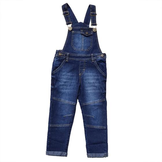 Imagem de Jardineira Jeans Premium Longa Macacão Infantil Tam 1 ao 8 Destroyed Menino Masculina Fashion