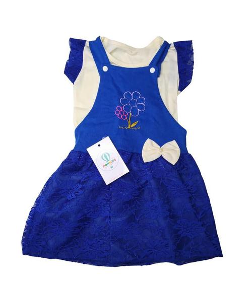 Imagem de Jardineira Salopete Azul + Blusa com Renda Tam.M