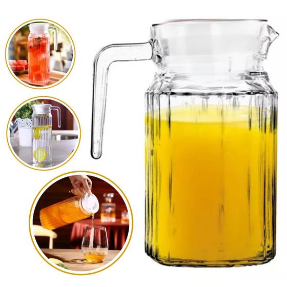 Imagem de Jarra 500ML C/tampa Para Água Suco Vidro Grosso Com Alça