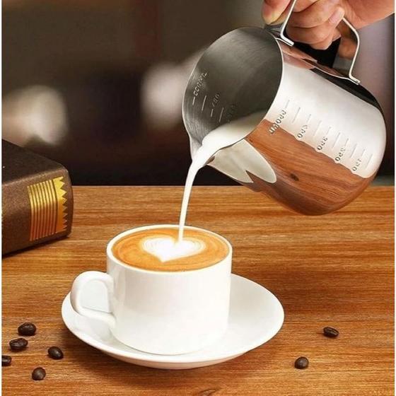 Jarra Aço Inox 600ml Barista  Preparo de Leite, Café e Expresso Professional Multiuso Dia a Dia