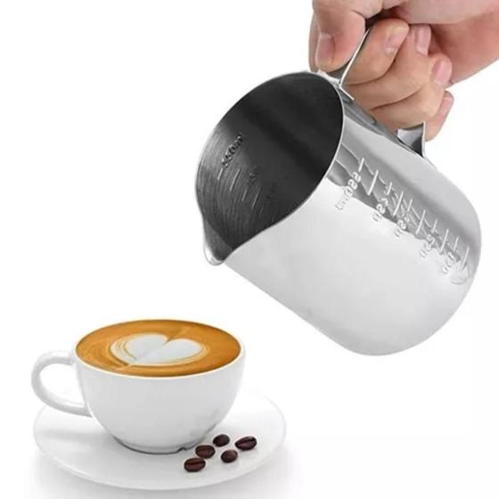 Imagem de Jarra Barista leite e café para espumar copo vaporizante Jarra de aço inoxidável