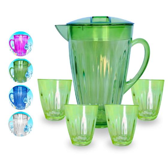 Imagem de Jarra Chique 2l Elegance Para Suco Agua ROSA/ AZUL/VERDE/CRISTAL  - Micromax