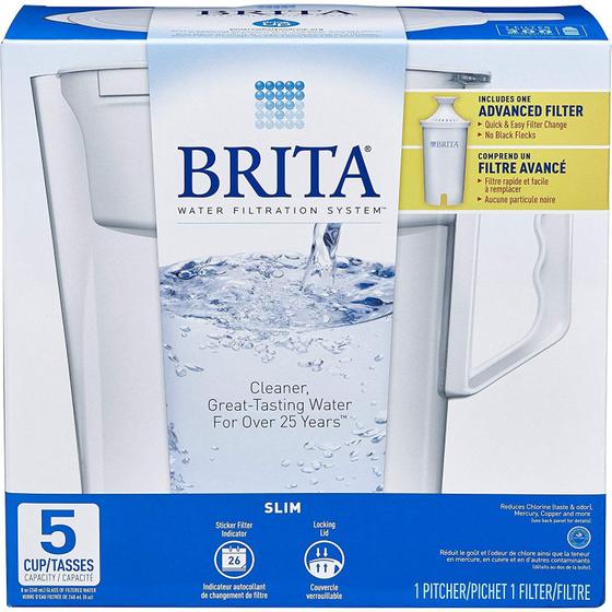 Imagem de Jarra de água Brita, fina, capacidade para 5 xícaras, inclui um filtro avançado - branco, tamanho