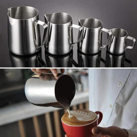 Imagem de Jarra de Espuma de Leite em Aço Inoxidável (100/350/600/1000ml) - Ideal para Café Latte e Arte