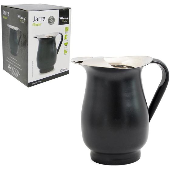 Imagem de Jarra De Inox Com Aparador De Gelo Black Noir 1,5L Na Caixa