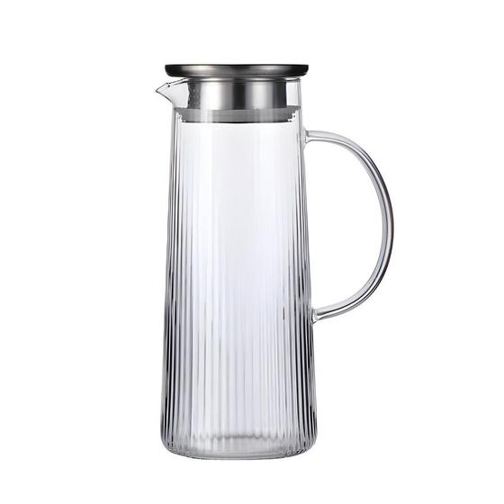 Imagem de Jarra De Vidro Acqua Com Tampa Inox Alça Suco Água Bebidas